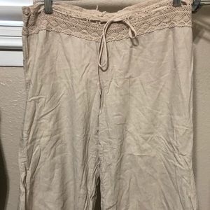 Linen wide leg capris